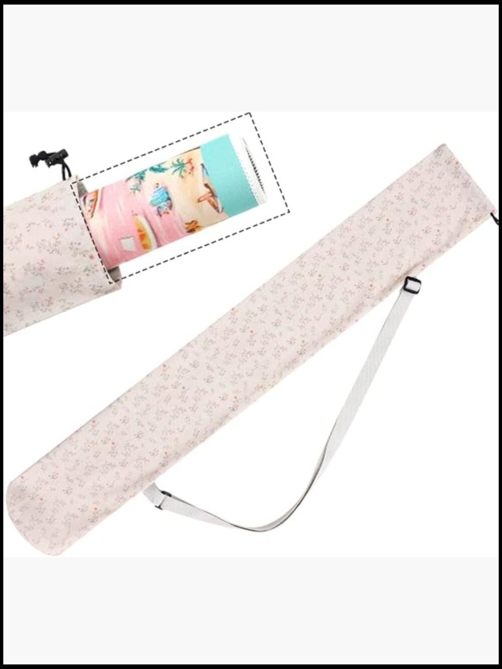Canvas Drawstring Mahjong Mat Carrying Bag with Strap for Travel Storage and